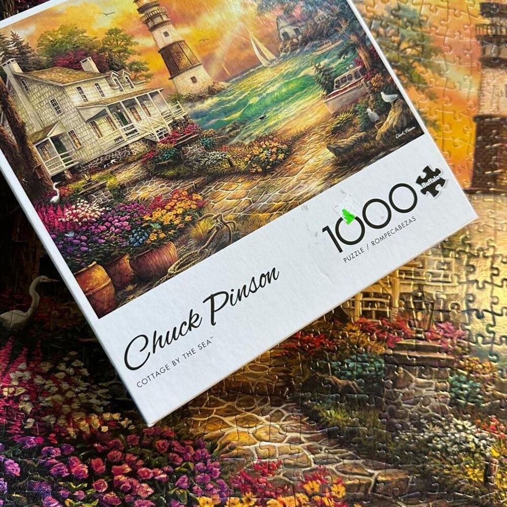 Buffalo Cottage by the Sea 1000 piece puzzle Chuck Pinson complete
